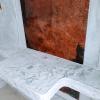 microcimento no banheiro e textura efeito Aço cortem( ferro emferrujado )