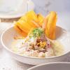 Ceviche clássico com chips de mandioquinha