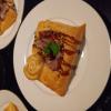 Folhado col tomate confit, presunto cru Parma e redução vinagre balsamico