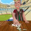 ilustraçao para cliente, pediu para fazer esse rapaz  ganhando o jogo de dominó