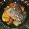 Tainha com especiarias e legumes grelhados