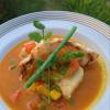 Moqueca de camarão com terrine de arroz
