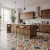 Cozinha super aconchegante, o piso colorido deixou ela divertida e saiu do cumum.