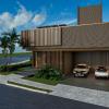 **Projeto arquitetônico em 3D renderizado de residência em Belo Horizonte/MG, com visualização da fachada e dos ambientes.**
