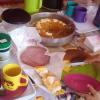 Lazer na casa de repouso dia do café da tarde com elas